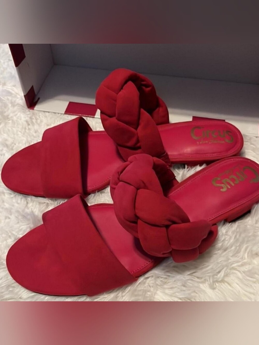 NWT Circus NY by Sam EdelmN DANIELLE BRAIDED SLIDE SANDAL/Candy Red Womens Sz 9